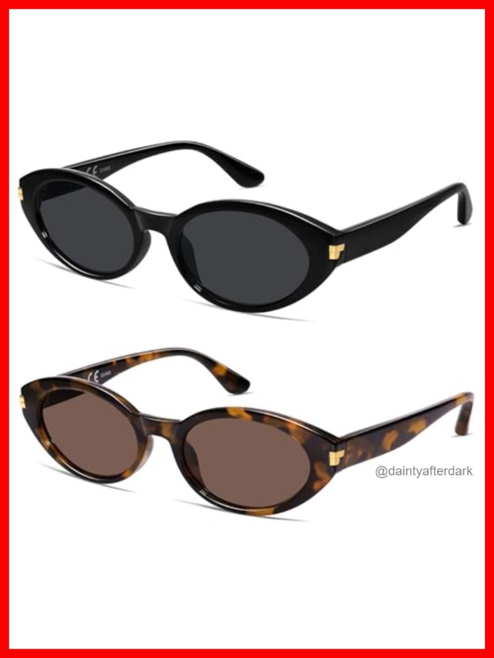 Polarized Retro Oval Cateye Sunglasses Small Half-Frame UV Protection